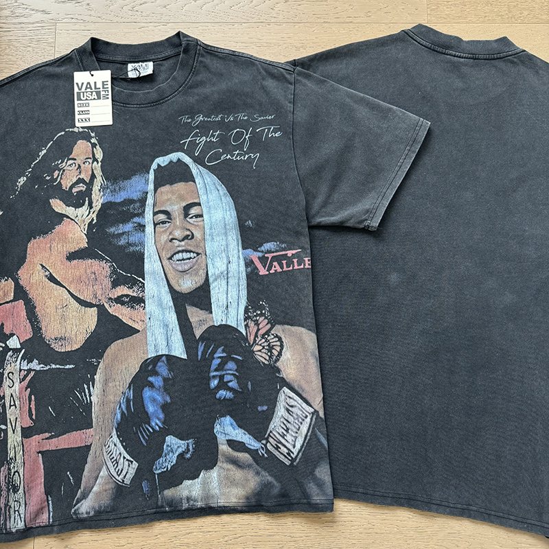 VALE USA Boxing Graphic Washed Black T-Shirt — context
