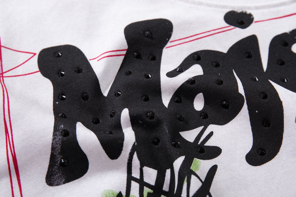 MAJESTIK Distressed Stone-Inlay Graphic T-Shirt — detail