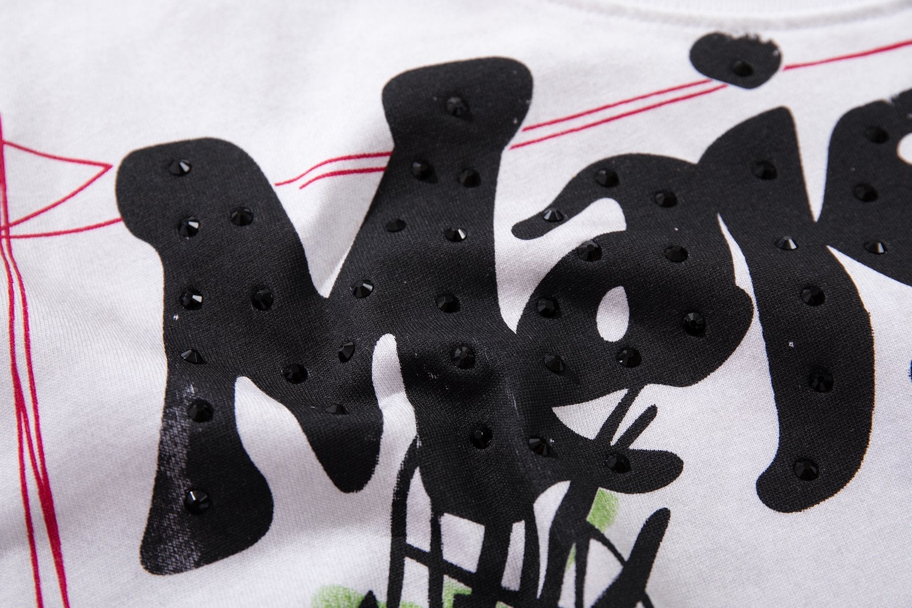 MAJESTIK Distressed Stone-Inlay Graphic T-Shirt — detail