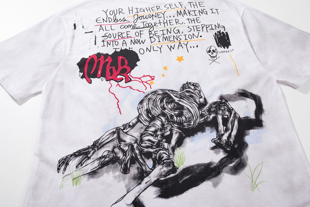 MAJESTIK Distressed Stone-Inlay Graphic T-Shirt — detail