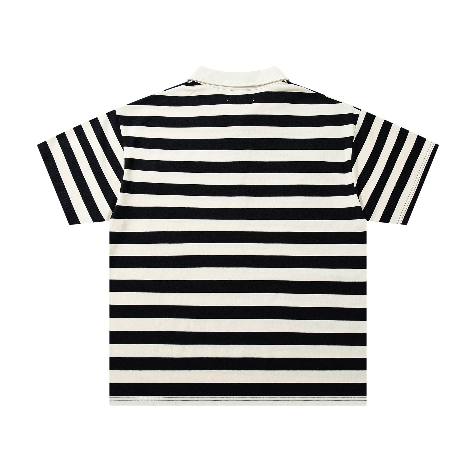 MAJESTIK Skull Graphic Striped Zip-Collar T-Shirt — back