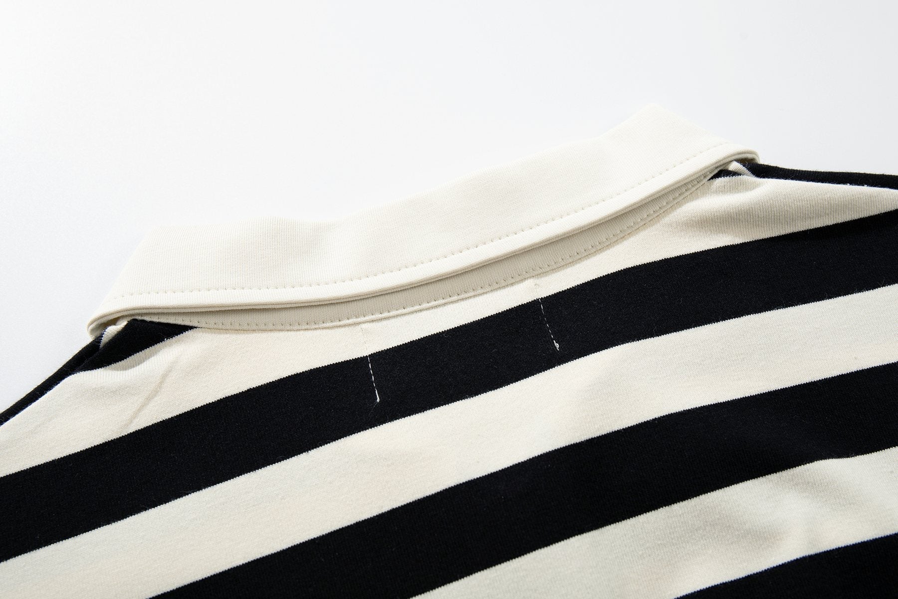 MAJESTIK Skull Graphic Striped Zip-Collar T-Shirt — detail