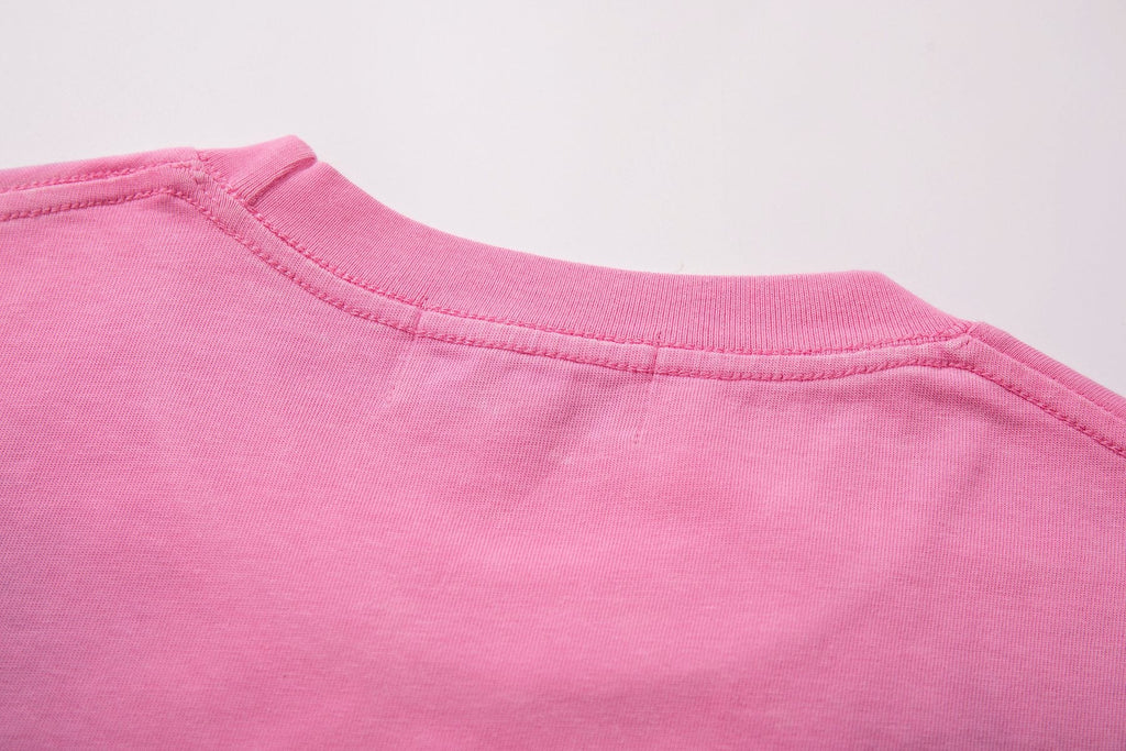 MAJESTIK Pink Rhinestone Distressed Graphic T-Shirt — detail