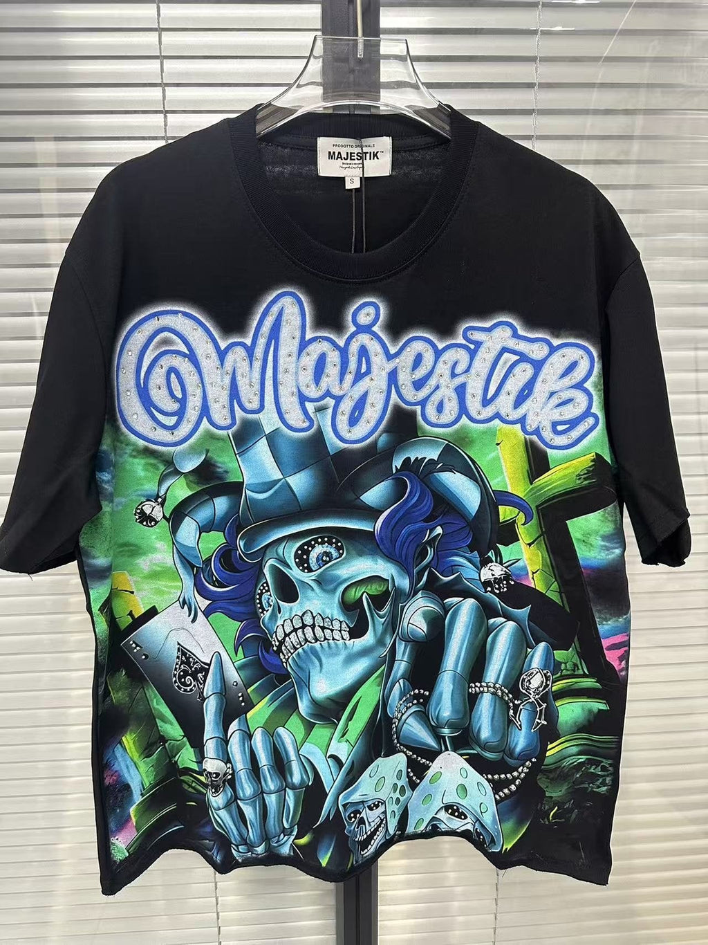 MAJESTIK Blue-Green Front & Script Back Graphic T-Shirt — context