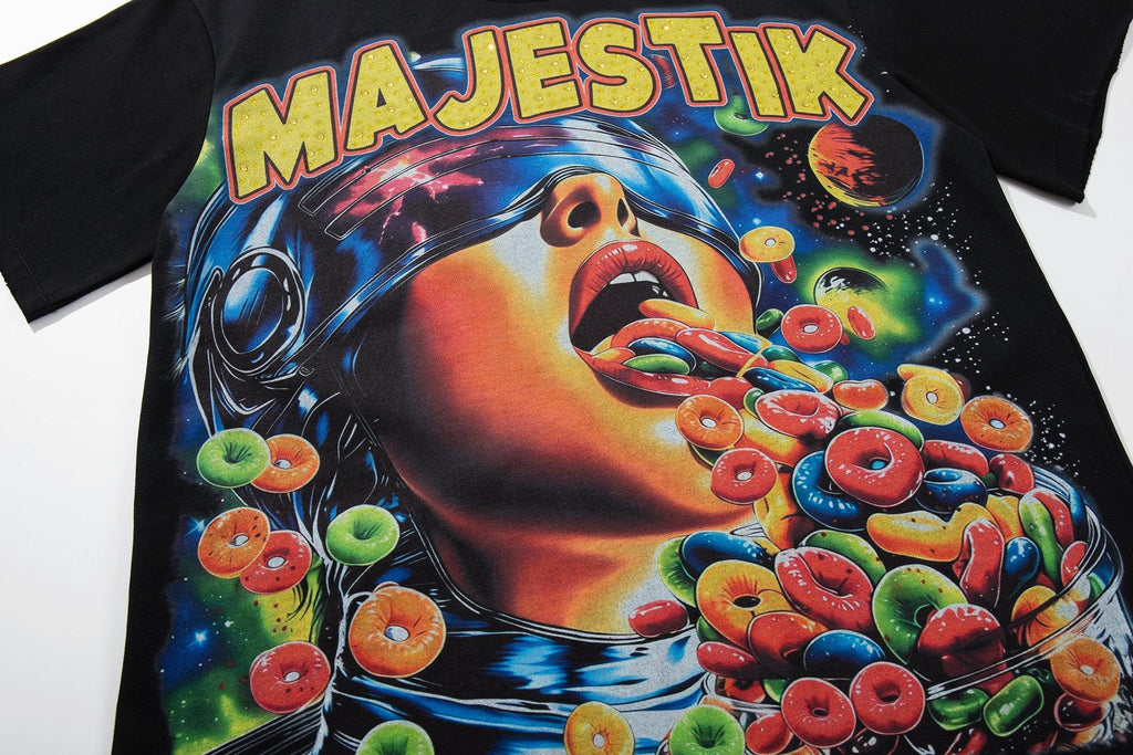 MAJESTIK Script Back Graphic T-Shirt — detail