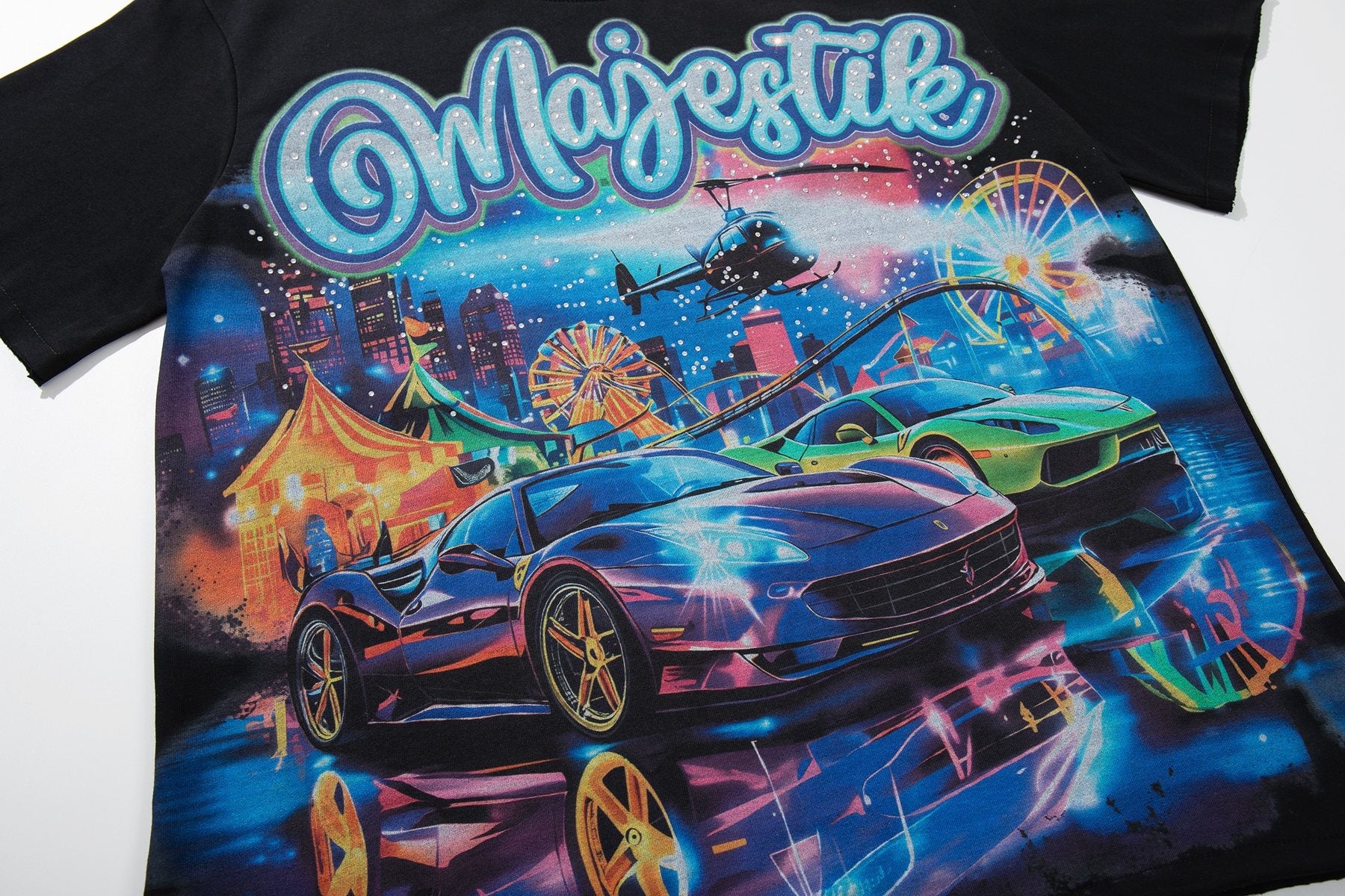 MAJESTIK Car Carnival Graphic T-Shirt — detail