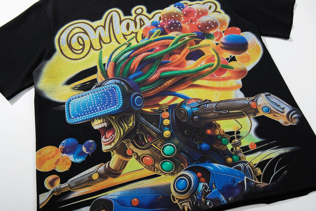 MAJESTIK Color Artwork Graphic T-Shirt — detail