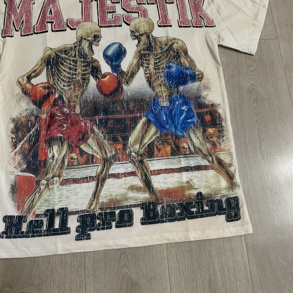 MAJESTIK Skeleton Boxing Graphic T-Shirt — detail