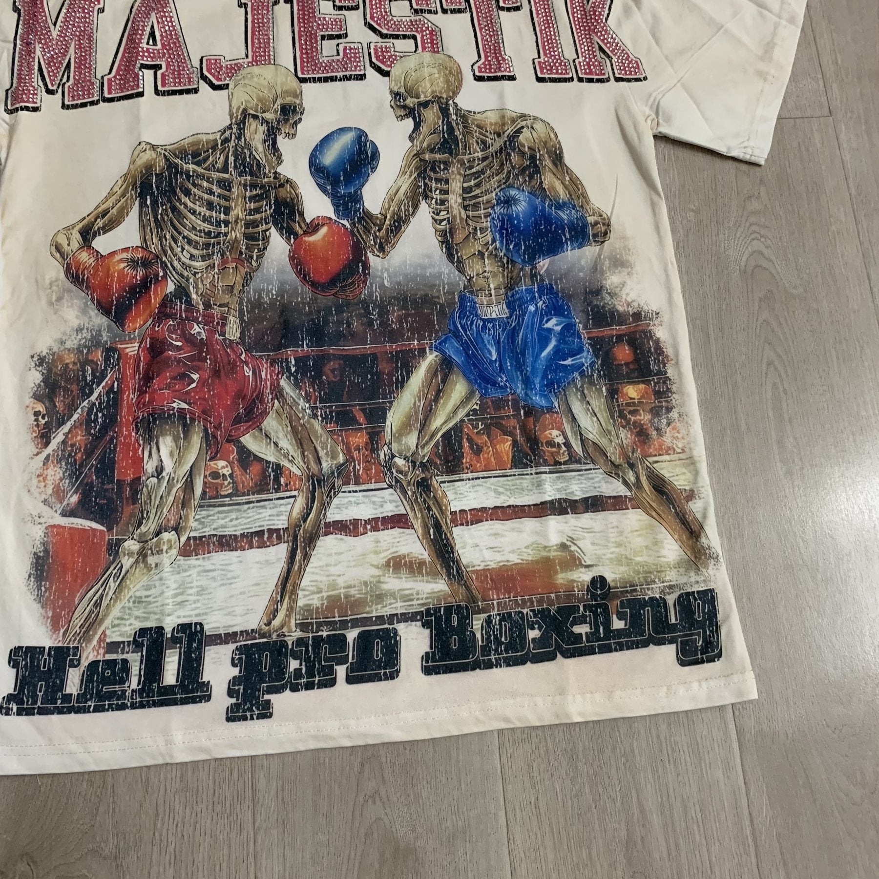 MAJESTIK Skeleton Boxing Graphic T-Shirt — detail