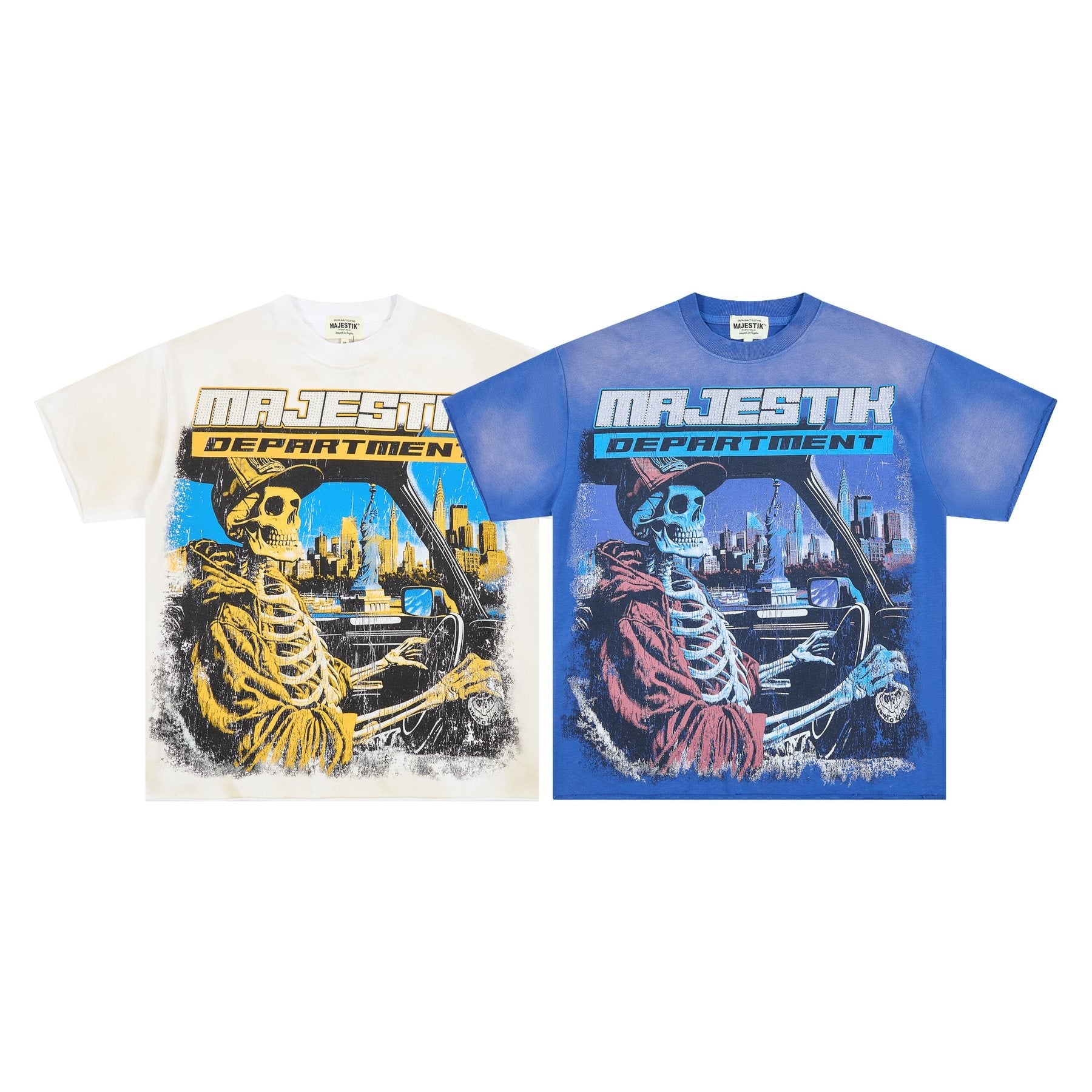 MAJESTIK Skeleton Driver Graphic T-Shirt — comparison