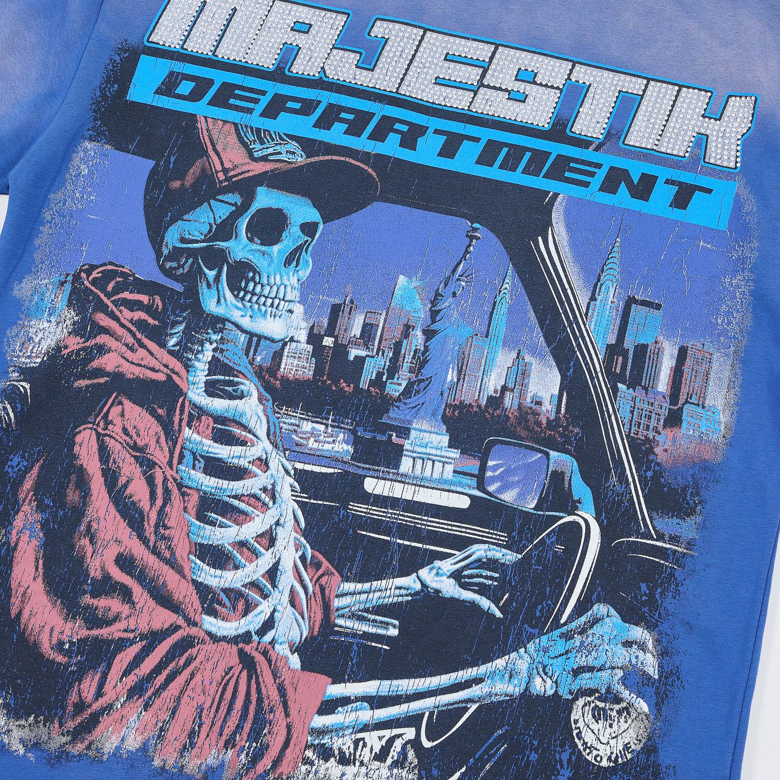 MAJESTIK Skeleton Driver Graphic T-Shirt — detail