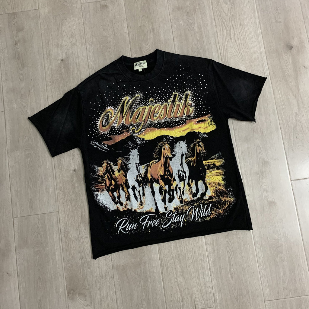 MAJESTIK Live Free Horse Graphic Short-Sleeve T-Shirt — hero