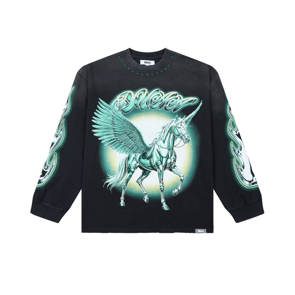 DUAA Pegasus Rhinestone Long-Sleeve T-Shirt — hero