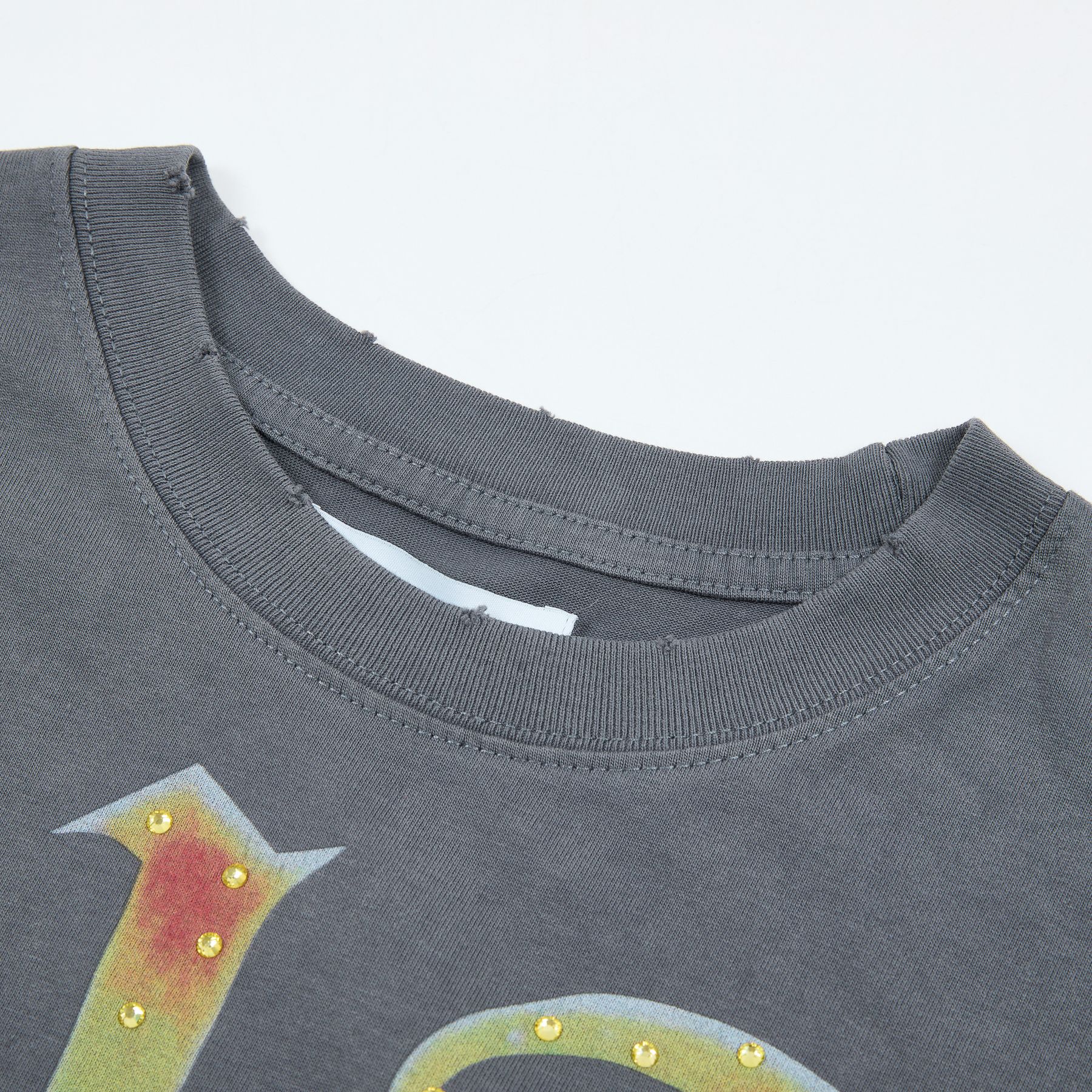 DUAA Cowboy Graphic Gray Short-Sleeve T-Shirt — detail
