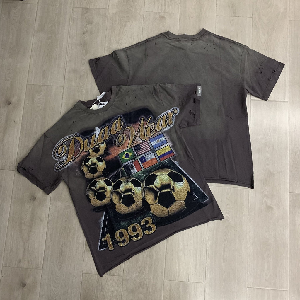 DUAA WC 93 Soccer Flag Distressed Graphic T-Shirt — context