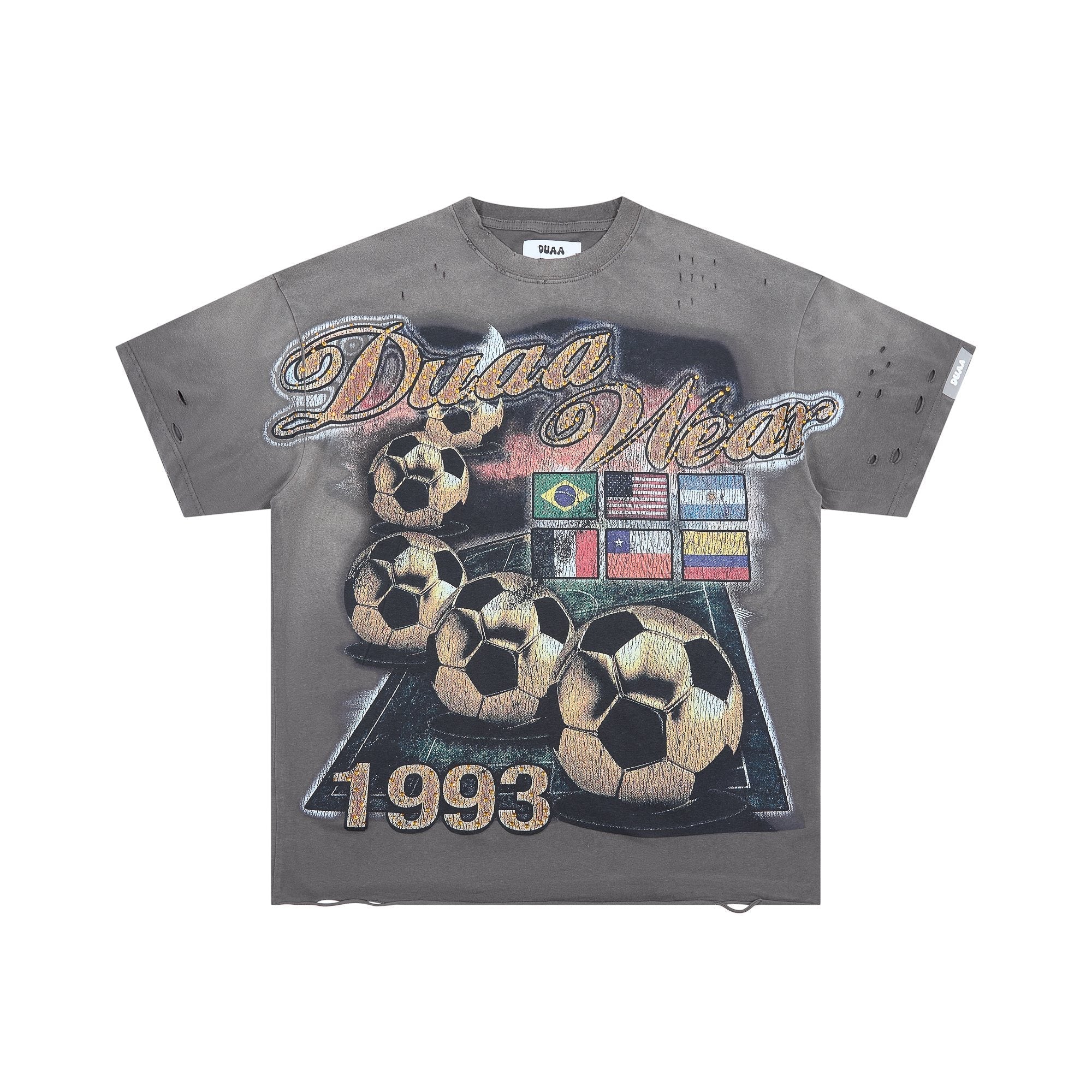 DUAA WC 93 Soccer Flag Distressed Graphic T-Shirt — hero
