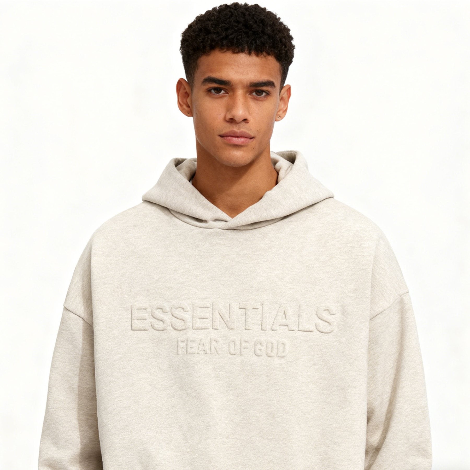 Fear of God Essentials Tonal Logo Light Grey Hoodie — front
