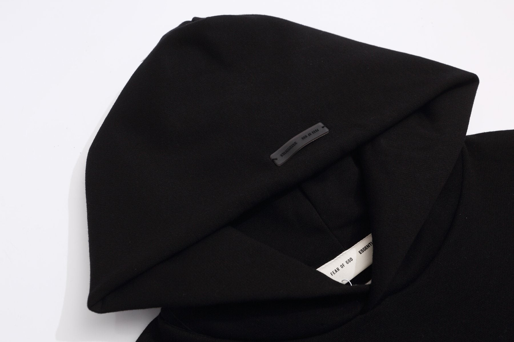 Fear of God Essentials Black Front Graphic Hoodie — detail