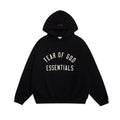Fear of God Essentials Arched Graphic Hoodie in Black — hero