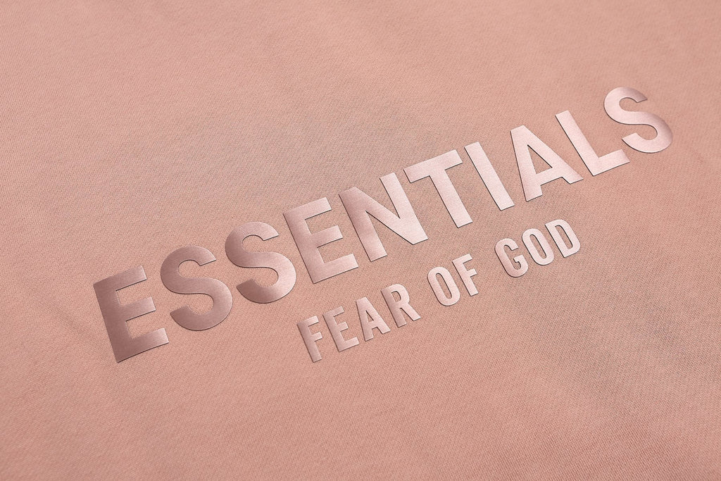 Fear of God Essentials Dusty Pink Hoodie & Pants Matching Set — fabric_closeup