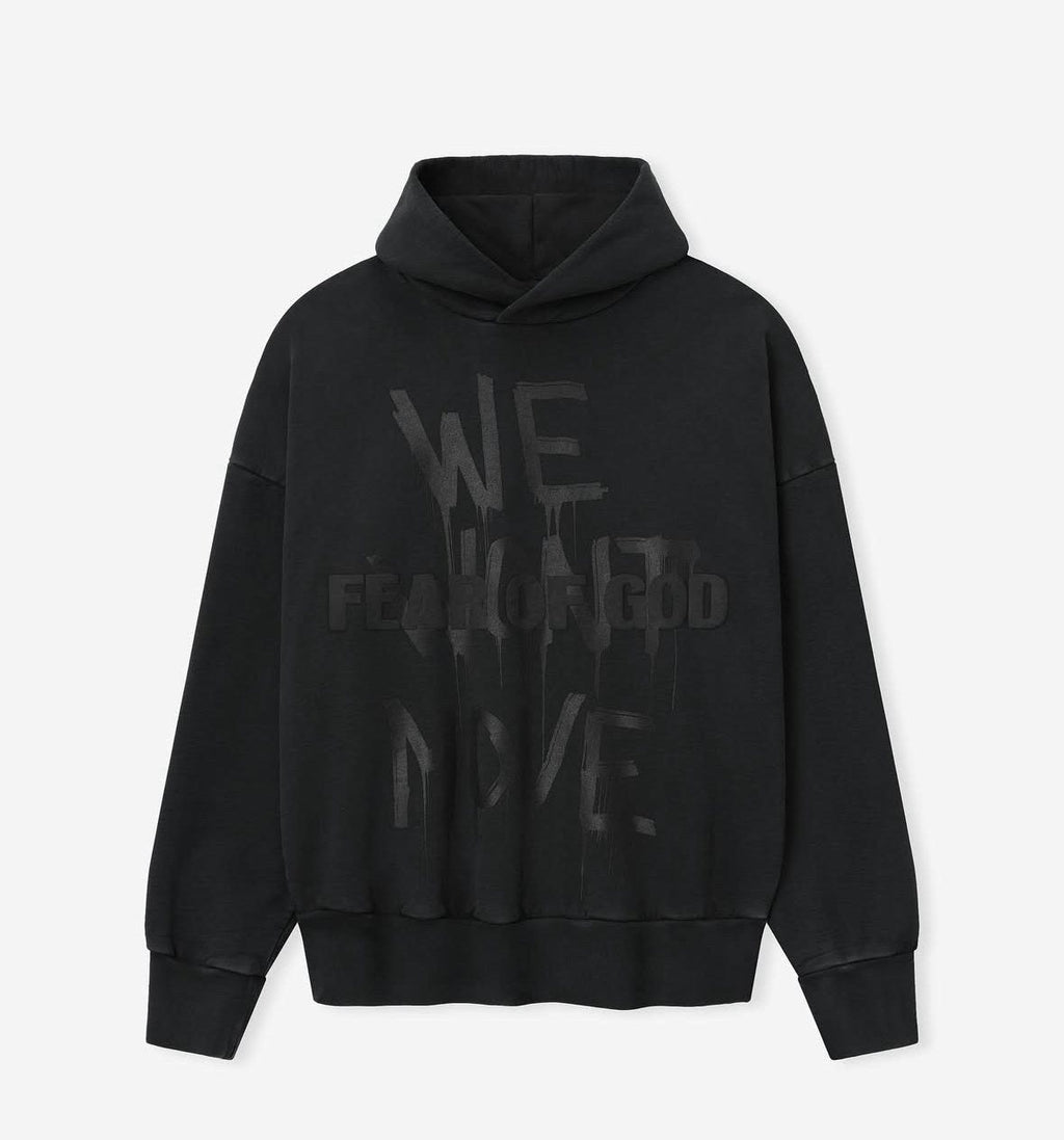 Fear of God Washed Black Side-Pocket Graphic Hoodie — front