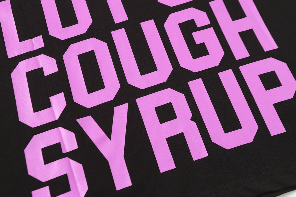 THAT'S A AWFUL LOT OF COUGH SYRUP Black Graphic Short-Sleeve T-Shirt — detail