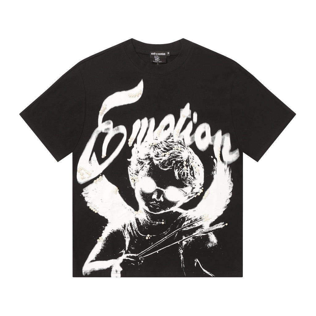 MIXED EMOTION Pearl Script Graphic T-Shirt — hero