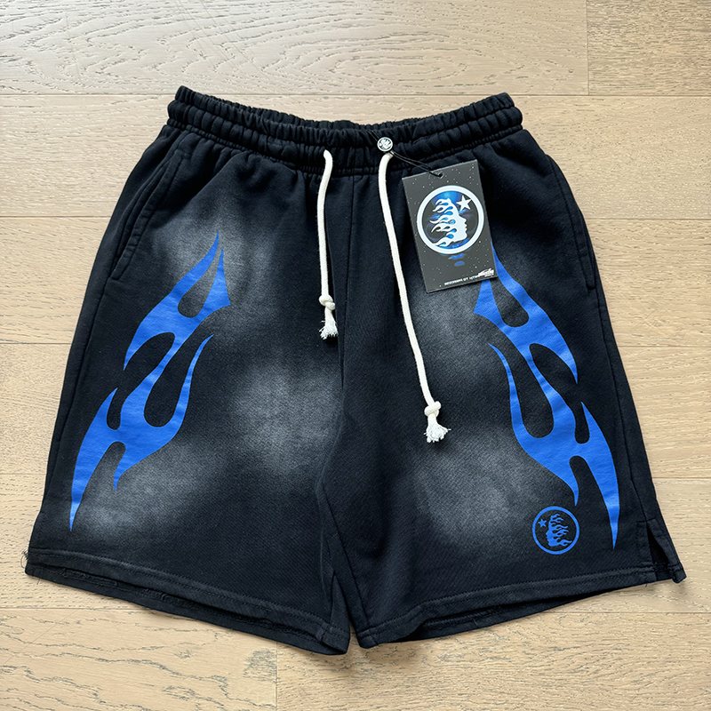 Hellstar Washed Flame Graphic Shorts — front
