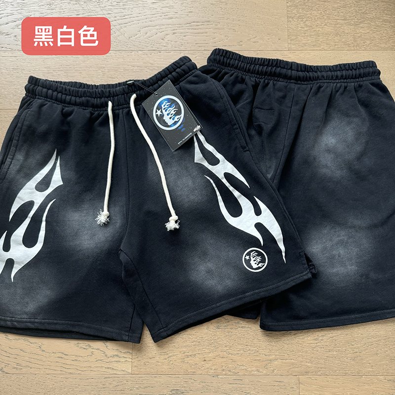 Hellstar Washed Flame Graphic Shorts — comparison