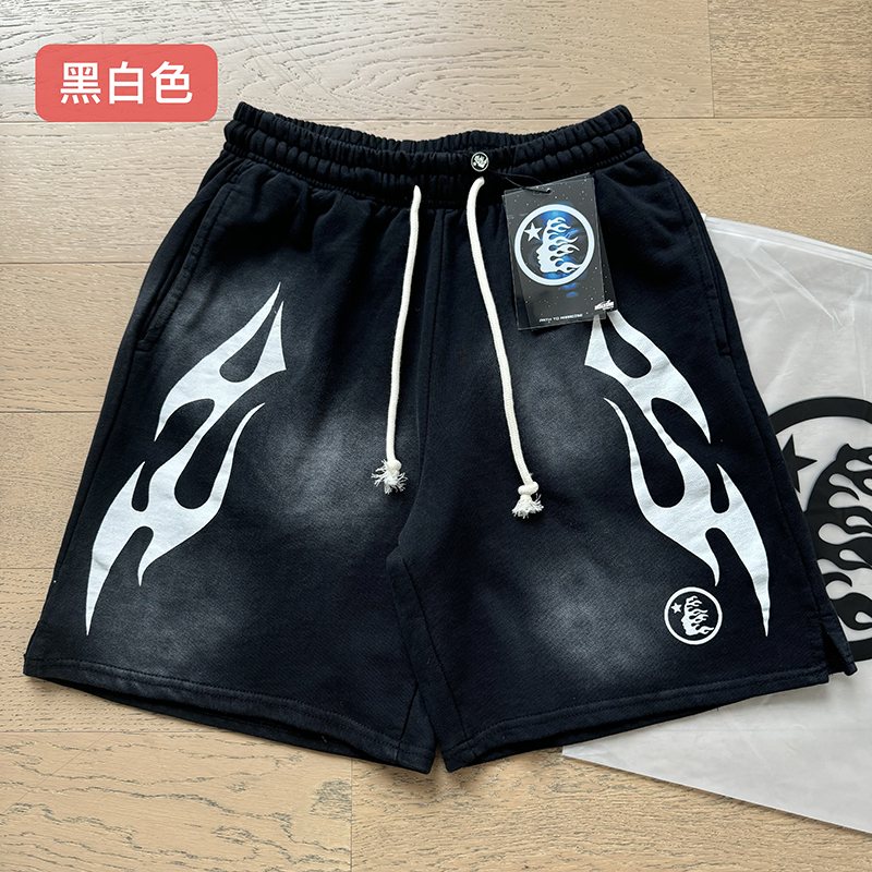 Hellstar Washed Flame Graphic Shorts — context