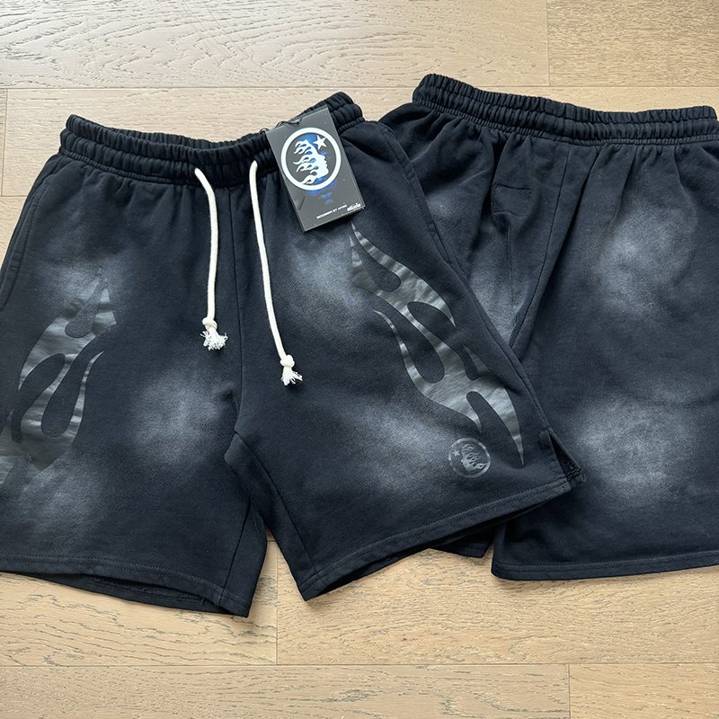 Hellstar Washed Flame Graphic Shorts — comparison