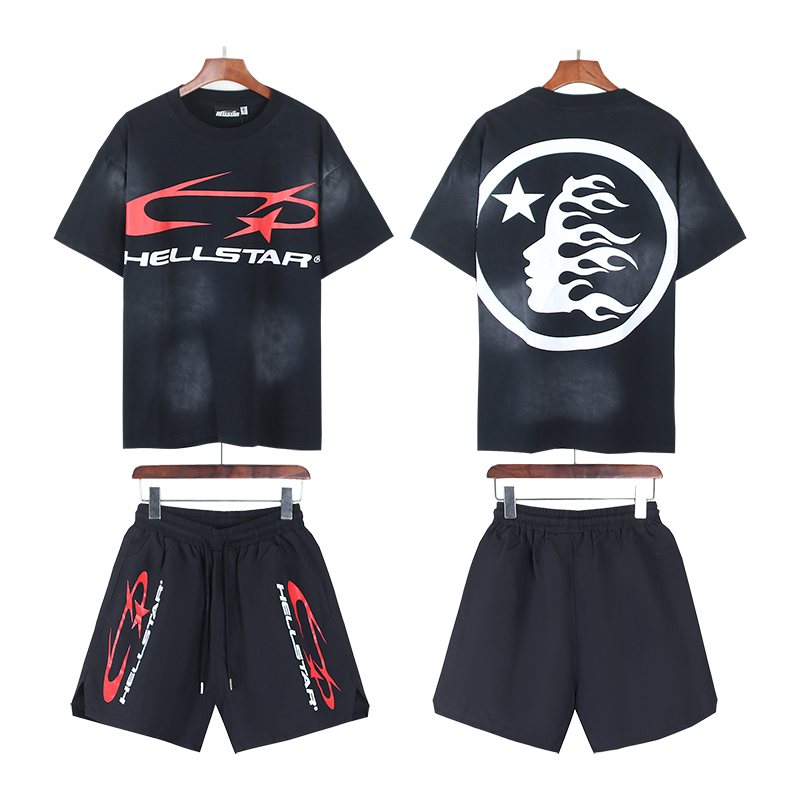 Hellstar Red Logo T-Shirt and Shorts Set — comparison