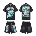 Hellstar Turquoise Portrait T-Shirt and Shorts Set — front