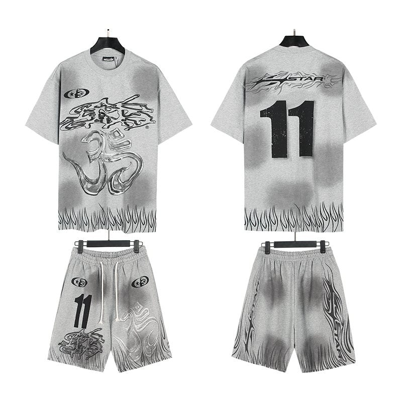 Hellstar Number 11 Graphic T-Shirt and Shorts Set — front
