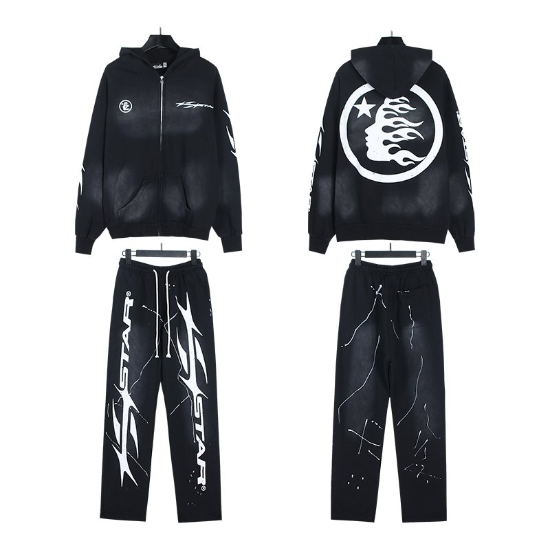 Hellstar Circle Back Zip Hoodie and Pants Set — front
