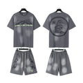 Hellstar Circle Flame T-Shirt & Shorts Set - Gray — front