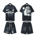 Hellstar Speckle Star Flame T-Shirt and Shorts Set — front