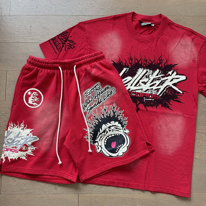 Hellstar Records Flame Face Short-Sleeve Set — front