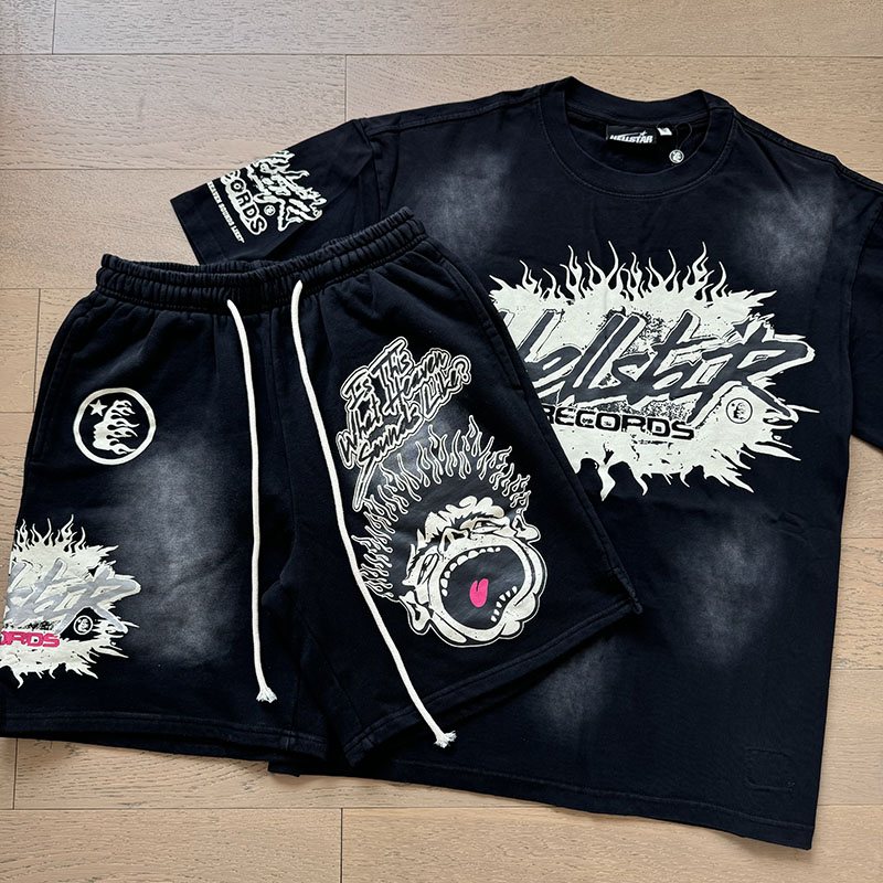 Hellstar Records Flame Face Short-Sleeve Set — front