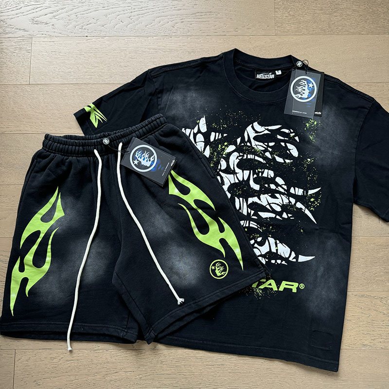 Hellstar Distressed Creature Graphic T-Shirt & Shorts Set — front
