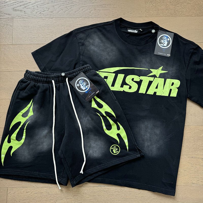 Hellstar Angular Star Logo T-Shirt & Shorts Set — front