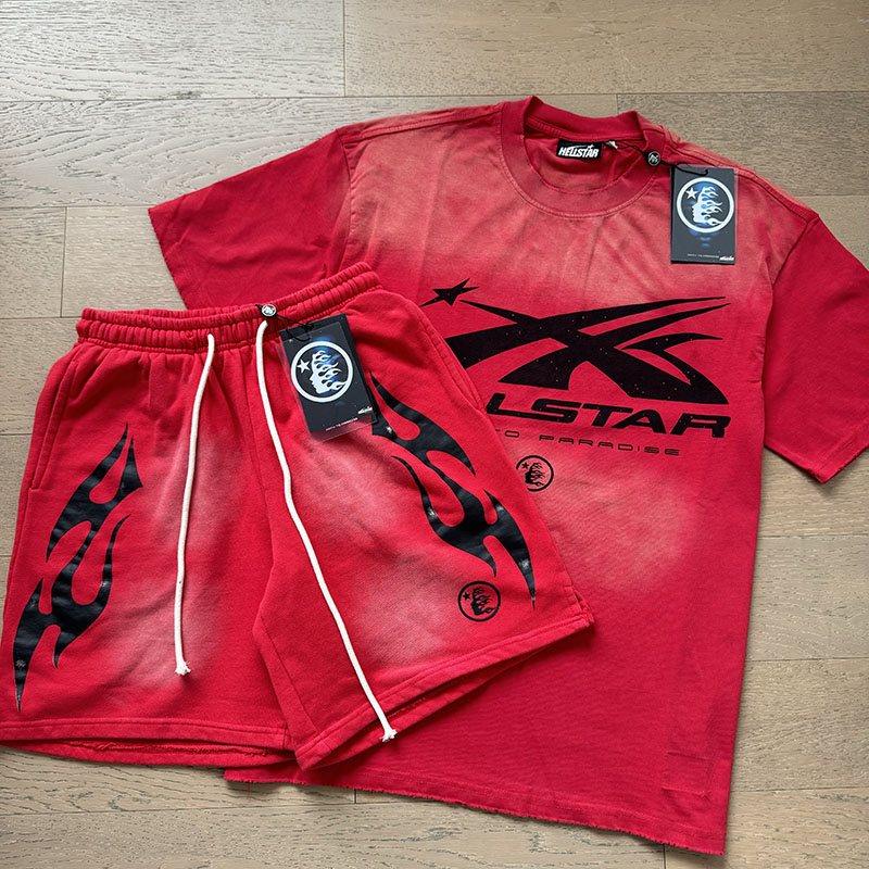 Hellstar Angular Star Logo T-Shirt & Shorts Set — front