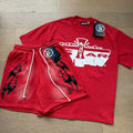 Hellstar Airplane Graphic T-Shirt & Shorts Set - Red — front