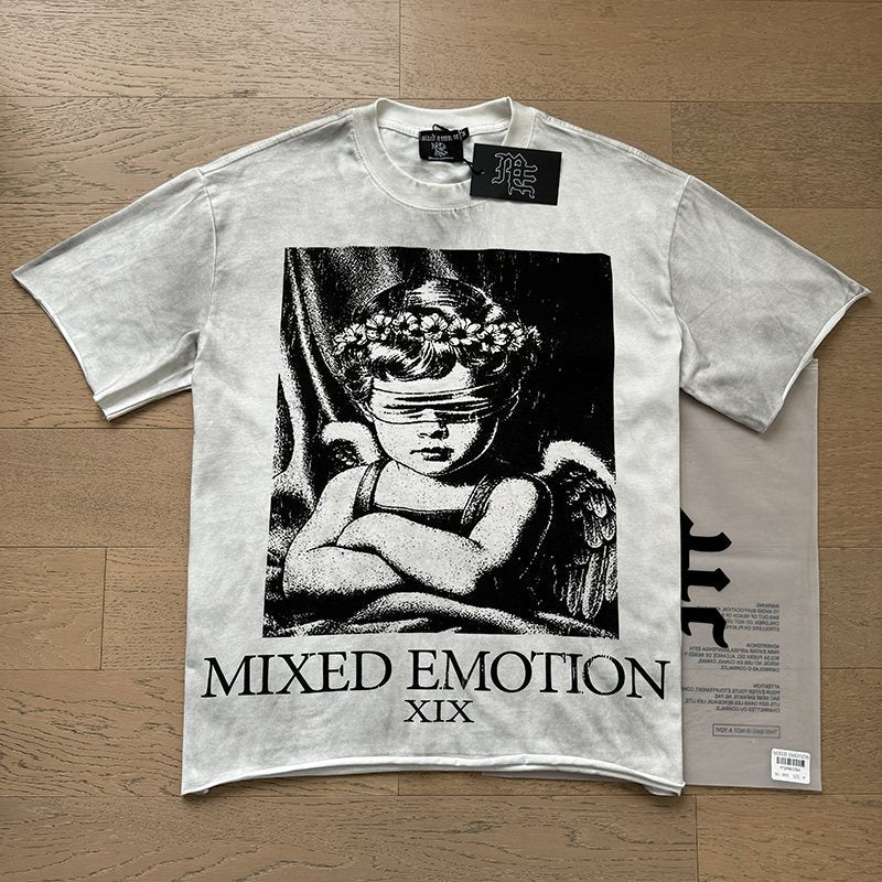 MIXED EMOTION Angel Back-Print Short-Sleeve T-Shirt — context
