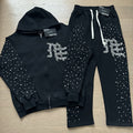 MIXED EMOTION Rhinestone Graphic Zip Hoodie & Sweatpants Set — hero