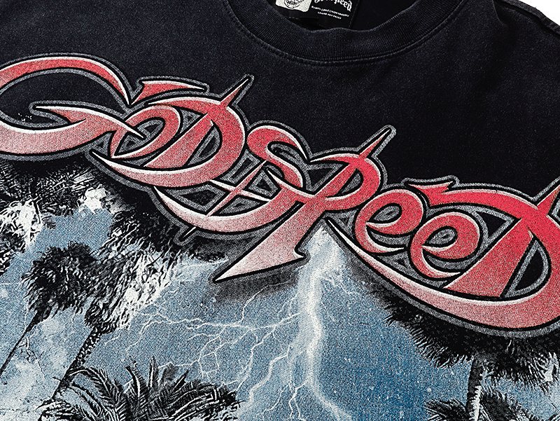 Godspeed Super Run Sunday Car Graphic Short-Sleeve T-Shirt — detail