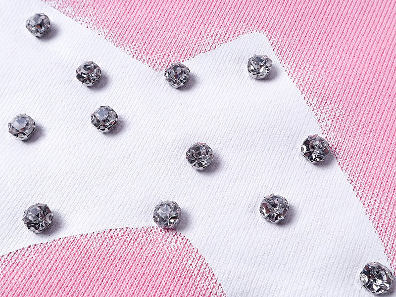 MIXED EMOTION Pink Rhinestone Zip Hoodie — detail