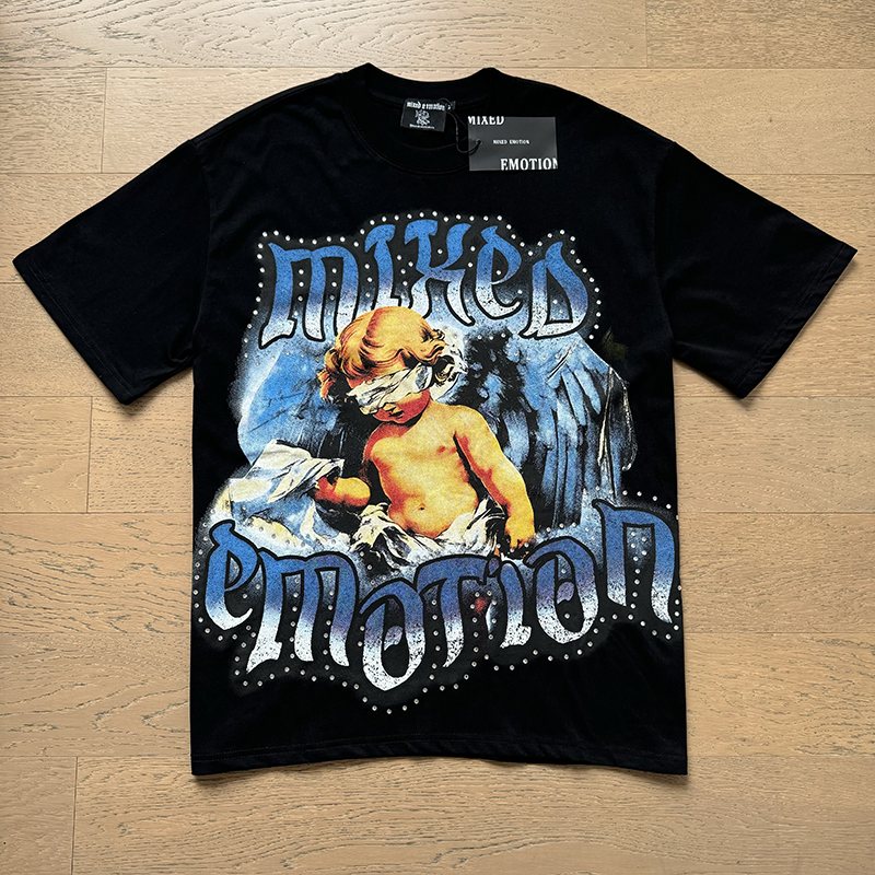 MIXED EMOTION Angel Rhinestone-Style Graphic T-Shirt — front