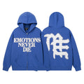 MIXED EMOTION Blue Rhinestone Zip Hoodie — hero