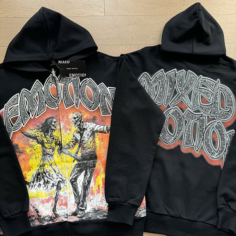 MIXED EMOTION Dancing Figure Zip-Up Hoodie — context